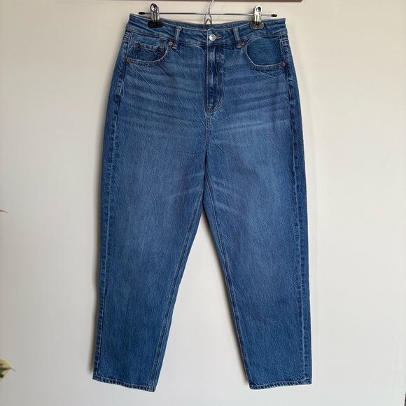 American Eagle Mom Straight Jeans Size 10 High Rise Tapered Vintage Blue - Picture 1 of 12